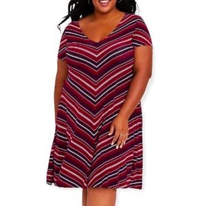 TORRID SIZE 2 Burgundy Stripe Trapeze Dress